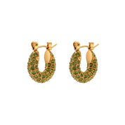 E.B.belle New Delicate Quality Luxury 3A Zircon Hoop Earrings Stainless Steel Jewelry 18K Gold Plated Clear Crystal Earrings
