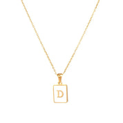 E.B.belle Minimalist Mother of Pearl Shell Stainless Steel Tarnish Free Initial Necklace Gold Plated Letter Necklace for Women