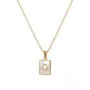 E.B.belle Minimalist Mother of Pearl Shell Stainless Steel Tarnish Free Initial Necklace Gold Plated Letter Necklace for Women