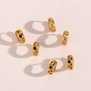 E.B.belle Colorful Bubble Zircon Stone Filled Small Chunky Gold Plated Earrings For Ladies Fashion Stainless Steel Jewelry Charm