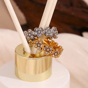 E.B.belle Flower Micro Inlaid Small Daisy Ring Tarnish Free 316L Stainless Steel Jewelry 18K Gold Plated Decoration
