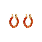 E.B.belle New Delicate Quality Luxury 3A Zircon Hoop Earrings Stainless Steel Jewelry 18K Gold Plated Clear Crystal Earrings