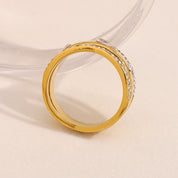 E.B.belle Creative Luxury Multipile Zircon Ring High Quality Stainless Steel 18K Gold Plated Party Statement Jewelry Accessories