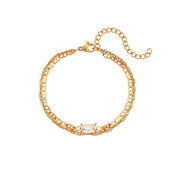 E.B.belle Double Layers Pig Nose Chain Shiny Zircon Bracelet PVD Plated Stainless Steel Women Jewelry Accessories
