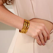 E.B.belle Minimalist Star Moon Rhinestone Bracelet 18k Gold Plated 316L Stainless Steel Water Proof Charm Women's Jewelry