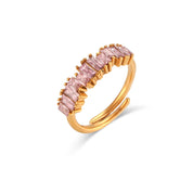 E.B.belle Full Cubic Zirconia Stone Shiny Green Pink Blue Crystal Zircon Adjustable Rings For Party Ladies Christmas Gift