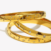 E.B.belle Minimalist Star Moon Rhinestone Bracelet 18k Gold Plated 316L Stainless Steel Water Proof Charm Women's Jewelry