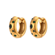 E.B.belle Colorful Bubble Zircon Stone Filled Small Chunky Gold Plated Earrings For Ladies Fashion Stainless Steel Jewelry Charm