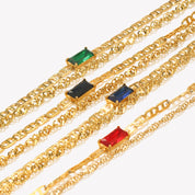 E.B.belle Double Layers Pig Nose Chain Shiny Zircon Bracelet PVD Plated Stainless Steel Women Jewelry Accessories