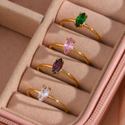 Minimalist Shiny Horseeye AAA Zircon Opening Stainless Steel Rings For Teens Trendy Woman Jewelry And Accessories 2024