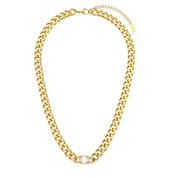 E.B.belle Square Zircon Stone Chunky Cuban Chain Necklace Fine Polished 316L Stainless Steel Statement Necklace For Women