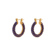 E.B.belle New Delicate Quality Luxury 3A Zircon Hoop Earrings Stainless Steel Jewelry 18K Gold Plated Clear Crystal Earrings