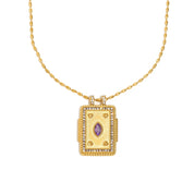 E.B.belle Colorful Enamel Square Zircon Pendant Necklace 18K Gold Plated Stainless Steel Fashion Neck Jewelry