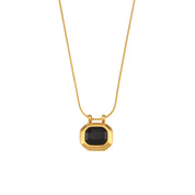 E.B.belle 2024 New Minimal Snake Chain Rectangle Large Cubic Zirconia Stone Pendant Necklace For Woman Stainless Steel Jewelry