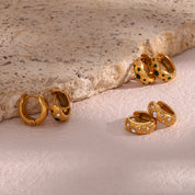 E.B.belle Colorful Bubble Zircon Stone Filled Small Chunky Gold Plated Earrings For Ladies Fashion Stainless Steel Jewelry Charm