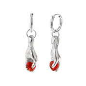 E.B.belle Creative Red Color Gemstone In Hand Hoop Earrings New Design Gold Plated Stainless Steel Women Jewelry Accessories