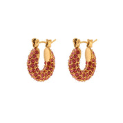 E.B.belle New Delicate Quality Luxury 3A Zircon Hoop Earrings Stainless Steel Jewelry 18K Gold Plated Clear Crystal Earrings