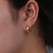 E.B.belle Colorful Bubble Zircon Stone Filled Small Chunky Gold Plated Earrings For Ladies Fashion Stainless Steel Jewelry Charm